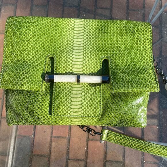 Anthropologie Leifsdottir Python Embossed Leather Bag NWT - Picture 3 of 11